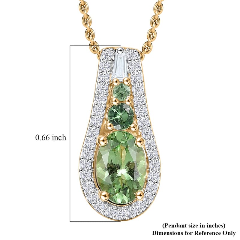 Luxoro Premium Tsavorite Garnet and White Diamond SI 1.10 ctw Pendant Necklace in 10K Yellow Gold 20 Inches