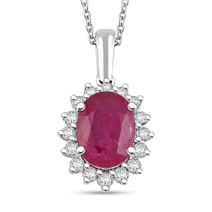 Certified & Appraised Rhapsody AAAA Mozambique Ruby and E-F VS Diamond 1.75 ctw Pendant Necklace in 950 Platinum 18 Inches