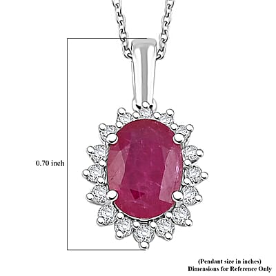 Certified & Appraised Rhapsody AAAA Mozambique Ruby and E-F VS Diamond 1.75 ctw Pendant Necklace in 950 Platinum 18 Inches