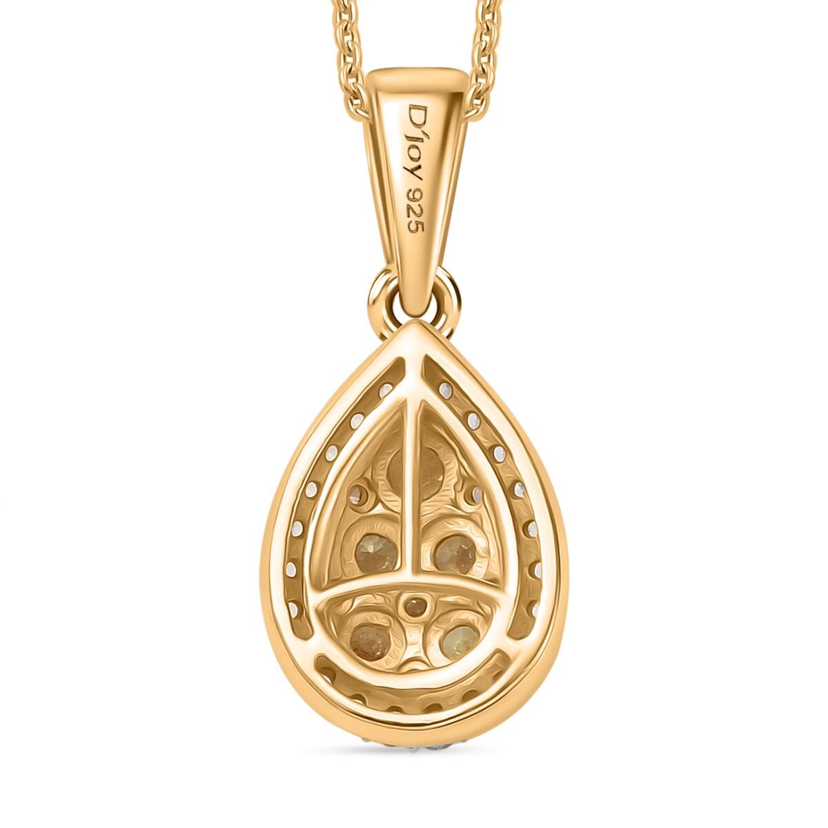 Madagascar Yellow Sapphire and White Zircon 1.00 ctw Dewdrop Pendant Necklace in 18K Vermeil Yellow Gold Over Sterling Silver 20 Inches image number 4