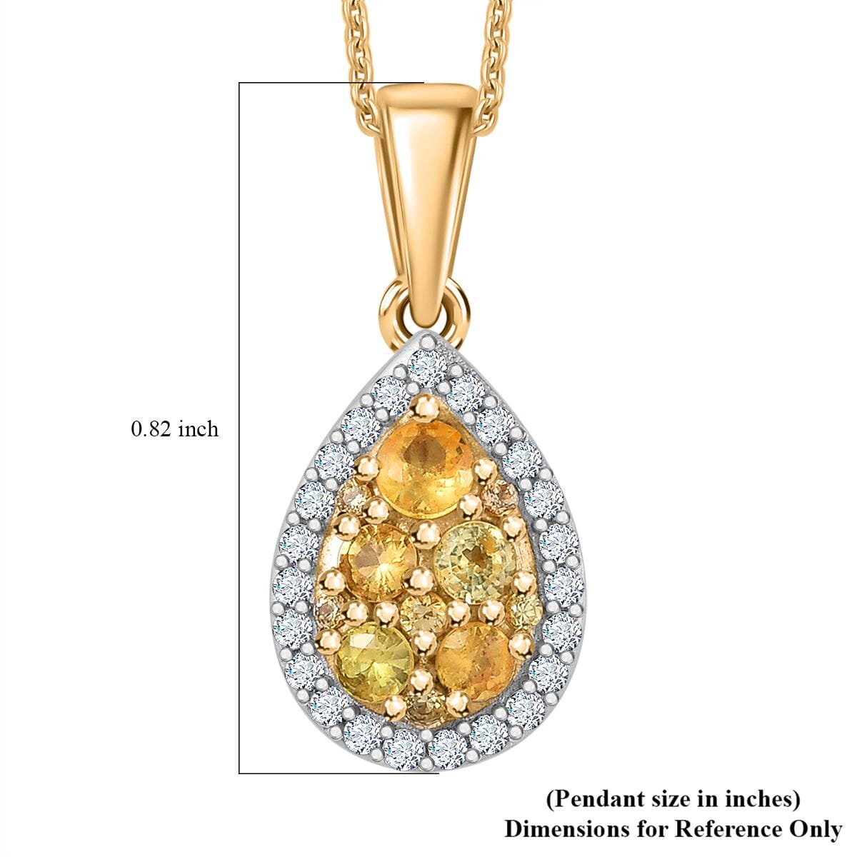 Madagascar Yellow Sapphire and White Zircon 1.00 ctw Dewdrop Pendant Necklace in 18K Vermeil Yellow Gold Over Sterling Silver 20 Inches image number 5
