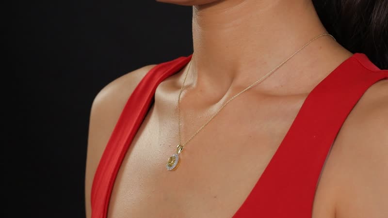 Premium Madagascar Yellow Apatite, Natural Yellow and White Diamond 1.00 ctw Pendant Necklace in 18K Vermeil Yellow Gold Over Sterling Silver 20 Inches