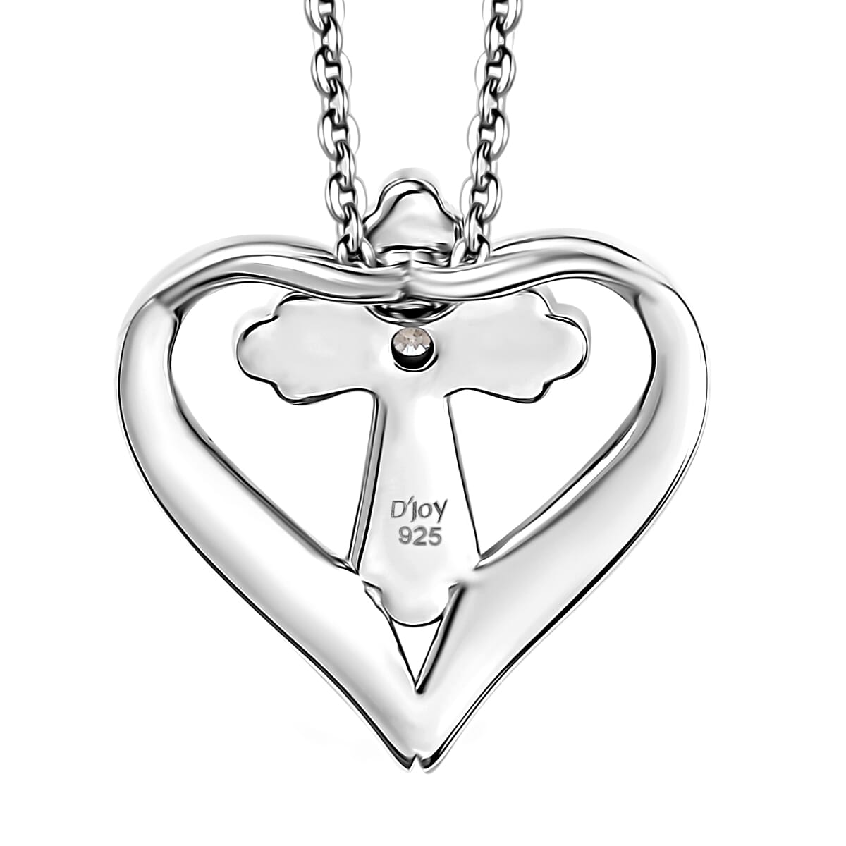 Moissanite Heart Pendant Necklace (20 Inches) in 18K Vermeil YG and Rhodium Over Sterling Silver 0.06 ctw image number 4