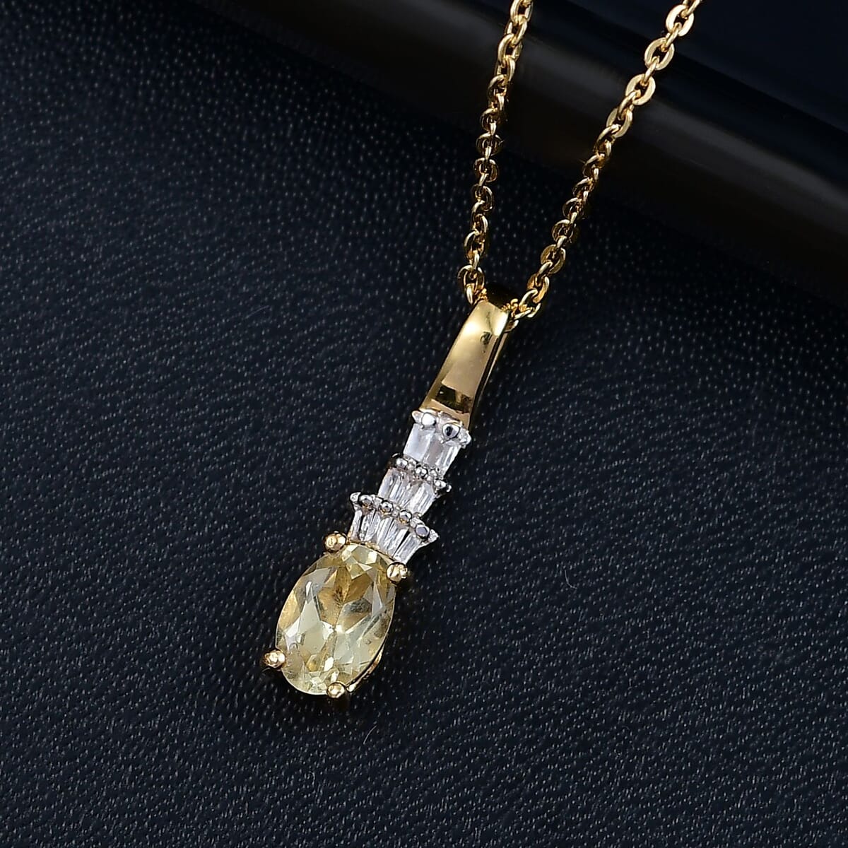Madagascar Yellow Apatite and Diamond 0.50 ctw Pendant Necklace in 18K Vermeil Yellow Gold Over Sterling Silver 20 Inches image number 1