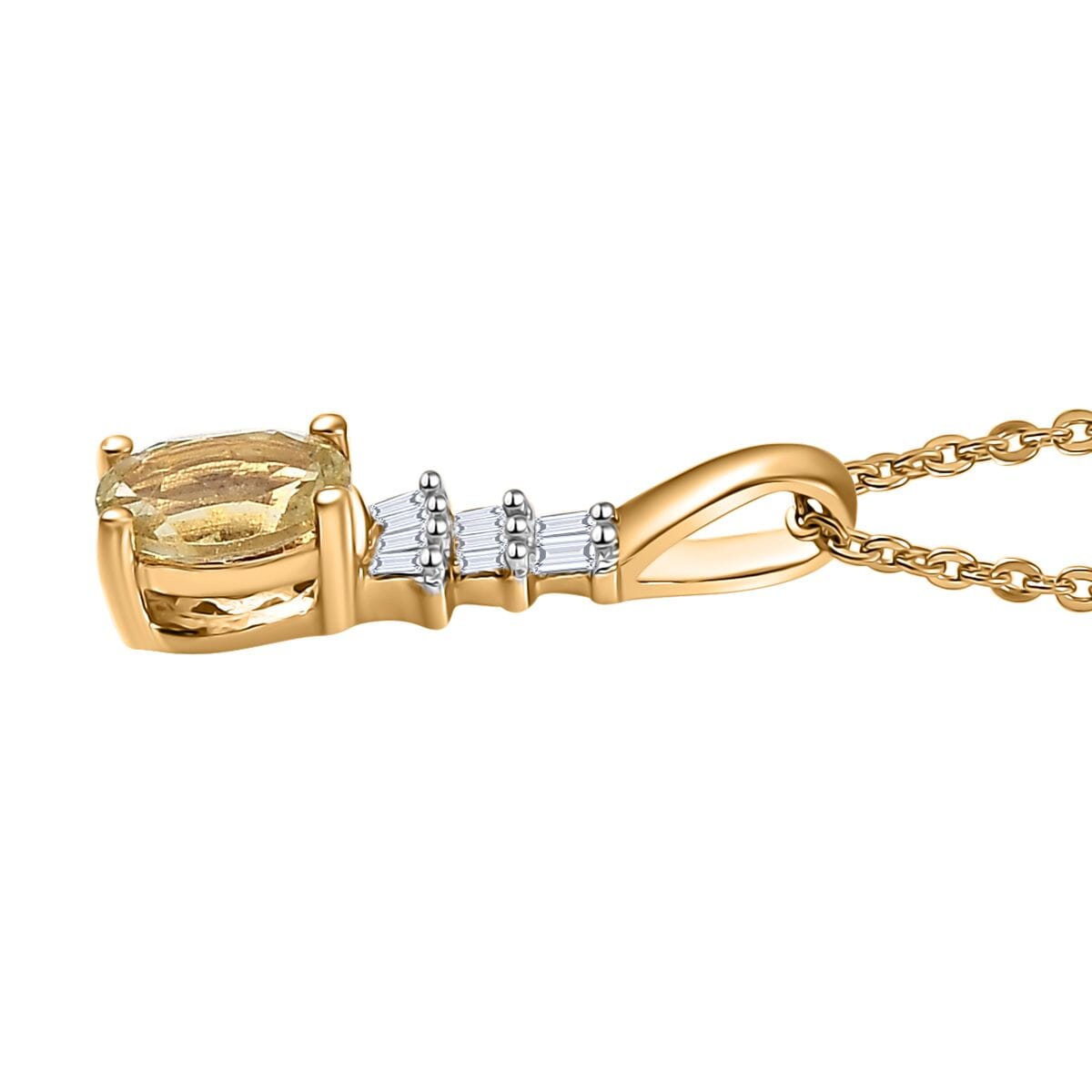 Madagascar Yellow Apatite and Diamond 0.50 ctw Pendant Necklace in 18K Vermeil Yellow Gold Over Sterling Silver 20 Inches image number 3