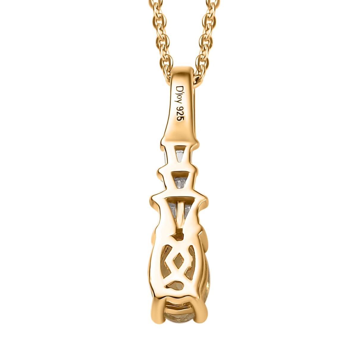 Madagascar Yellow Apatite and Diamond 0.50 ctw Pendant Necklace in 18K Vermeil Yellow Gold Over Sterling Silver 20 Inches image number 4