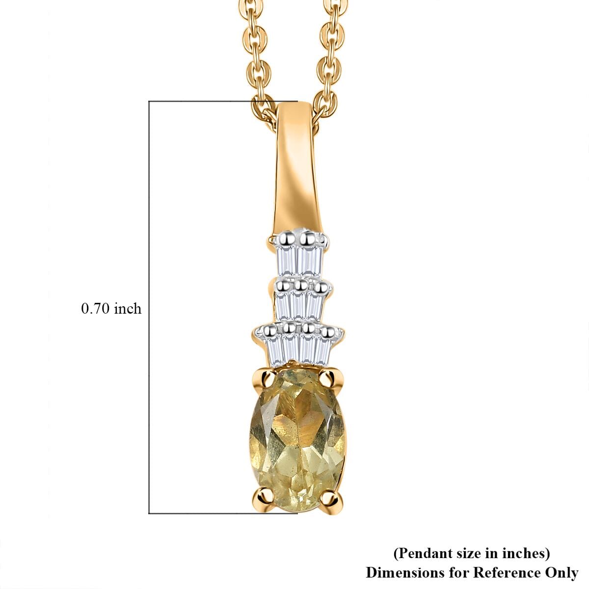 Madagascar Yellow Apatite and Diamond 0.50 ctw Pendant Necklace in 18K Vermeil Yellow Gold Over Sterling Silver 20 Inches image number 5