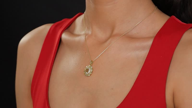 D'Joy Madagascar Yellow Apatite and White Zircon 3.20 ctw Floral Pendant Necklace in 18K Vermeil Yellow Gold Over Sterling Silver 20 Inches