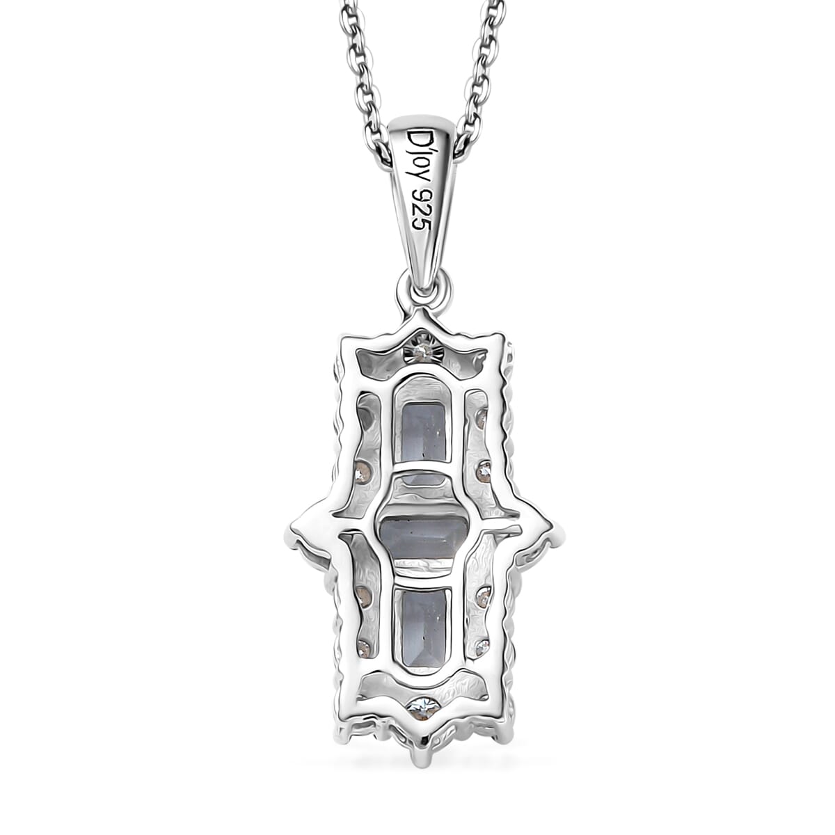 Premium Mangoro Aquamarine and Moissanite 1.85 ctw Ocean Prism Pendant Necklace in Rhodium Over Sterling Silver 20 Inches image number 4