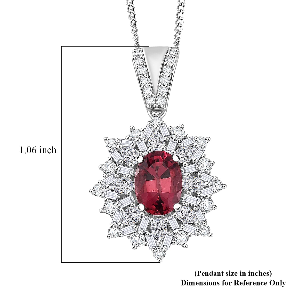 D'Joy Ouro Fino Rubellite, Moissanite Pendant Necklace in Rhodium Over Sterling Silver 2.60 ctw (18 Inches) image number 6