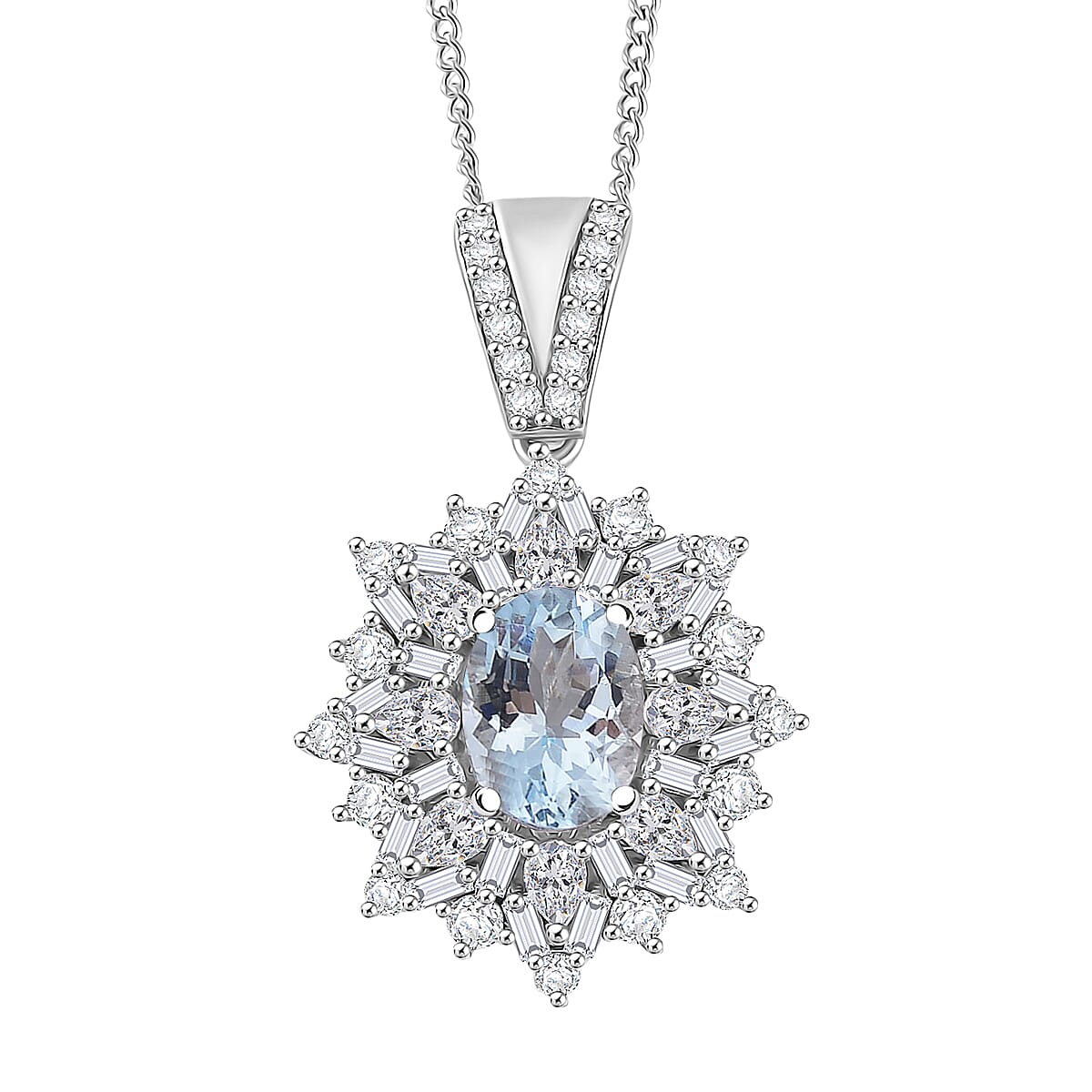 D'Joy Ouro Fino Rubellite, Moissanite Pendant Necklace (18 Inches) in Rhodium Over Sterling Silver 2.60 ctw