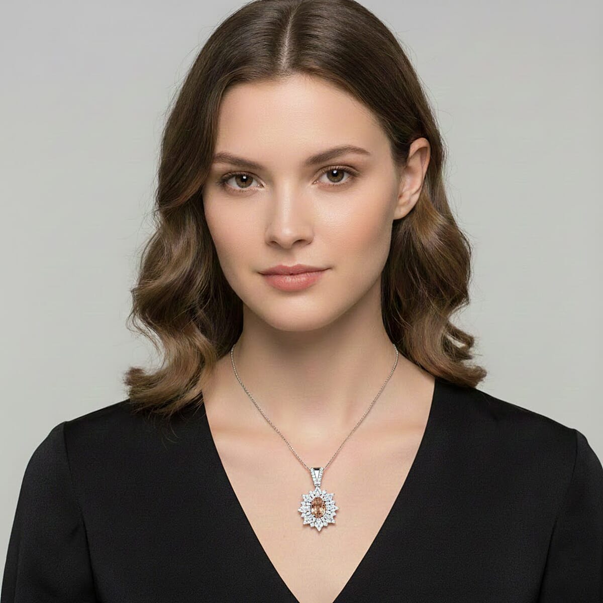 D'Joy Turkizite, Moissanite Pendant Necklace in Rhodium Over Sterling Silver 2.70 ctw (18 Inches) image number 2