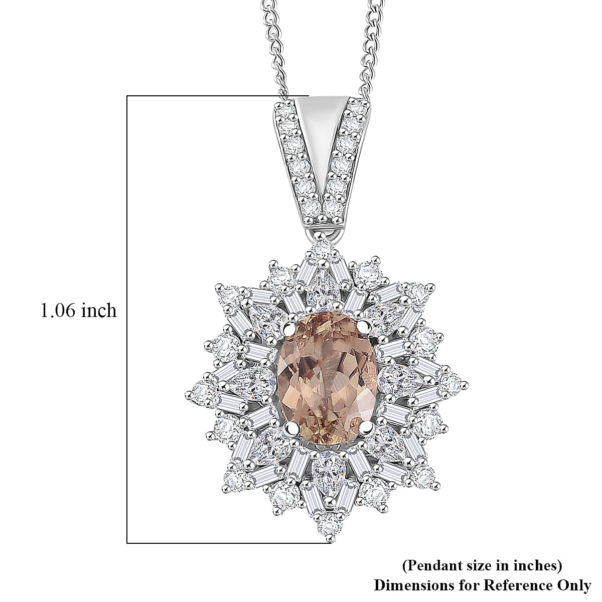 D'Joy Turkizite, Moissanite Pendant Necklace in Rhodium Over Sterling Silver 2.70 ctw (18 Inches) image number 6