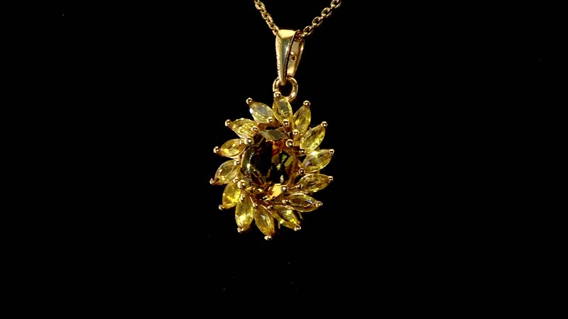 Premium Brazilian Heliodor, Yellow Sapphire 2.70 ctw Sunflower Glow Pendant Necklace in 18K Vermeil Yellow Gold Over Sterling Silver 20 Inches