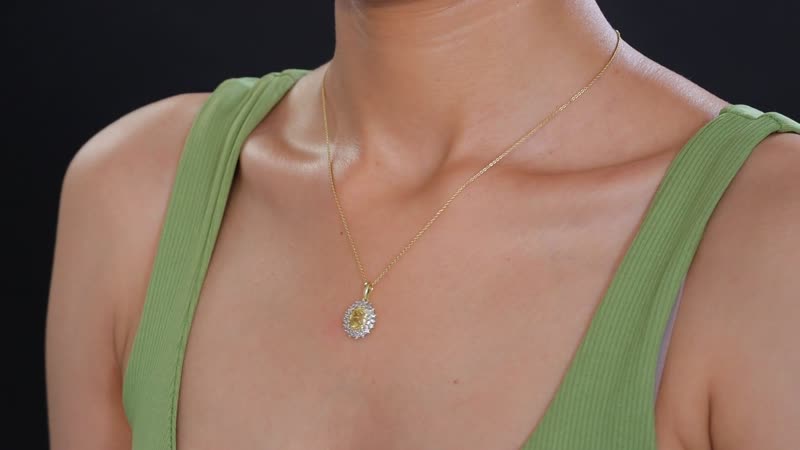 Premium Brazilian Heliodor and Multi Gemstone 1.50 ctw Sunburst Halo Pendant Necklace in 18K Yellow Gold Vermeil Sterling Silver 20 Inches