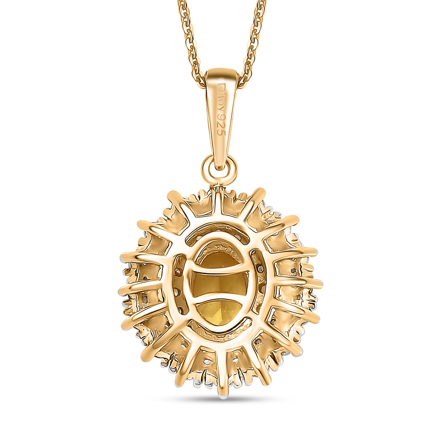Premium Brazilian Heliodor and Multi Gemstone 1.50 ctw Sunburst Halo Pendant Necklace in 18K Yellow Gold Vermeil Sterling Silver 20 Inches