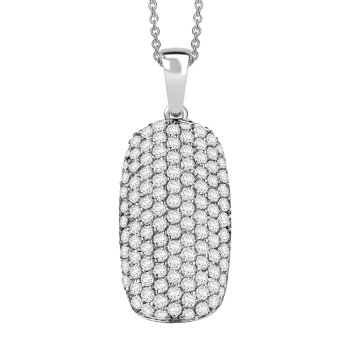 Karis Lab Created White Sapphire 3.35 ctw Pendant Platinum Bond Stainless Steel Necklace 20 Inches image number 0