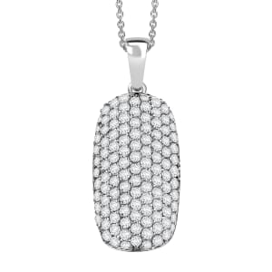 Karis Lab Created White Sapphire 3.35 ctw Starlit Pendant in Platinum Bond with Stainless Steel Necklace 20 Inches