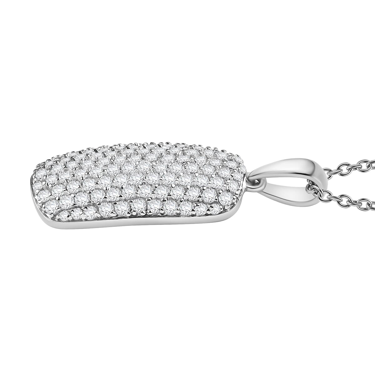Karis Lab Created White Sapphire 3.35 ctw Pendant Platinum Bond Stainless Steel Necklace 20 Inches image number 3