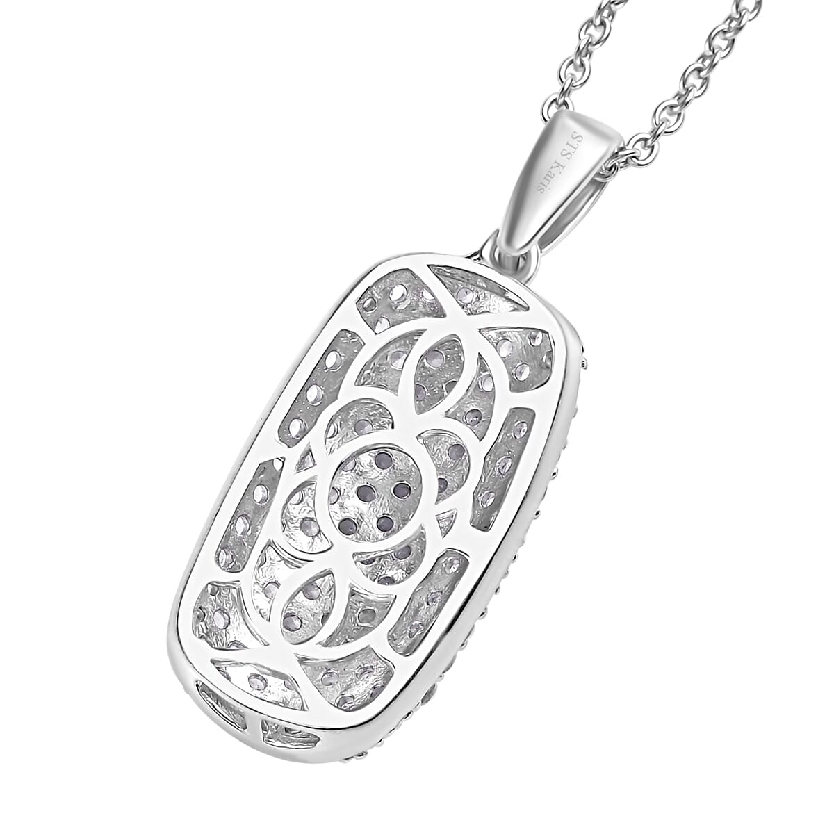 Karis Lab Created White Sapphire 3.35 ctw Pendant Platinum Bond Stainless Steel Necklace 20 Inches image number 4