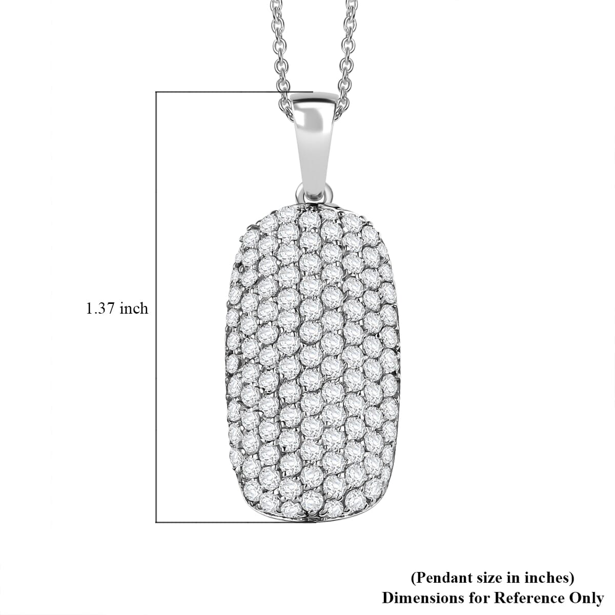 Karis Lab Created White Sapphire 3.35 ctw Pendant Platinum Bond Stainless Steel Necklace 20 Inches image number 5