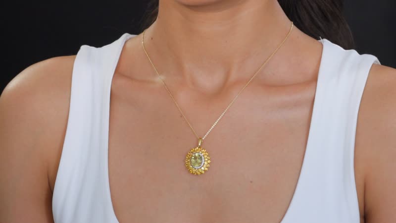 Madagascar Yellow Apatite and Multi Gemstone 7.40 ctw Floral Pendant Necklace in 18K Vermeil Yellow Gold Over Sterling Silver 20 Inches