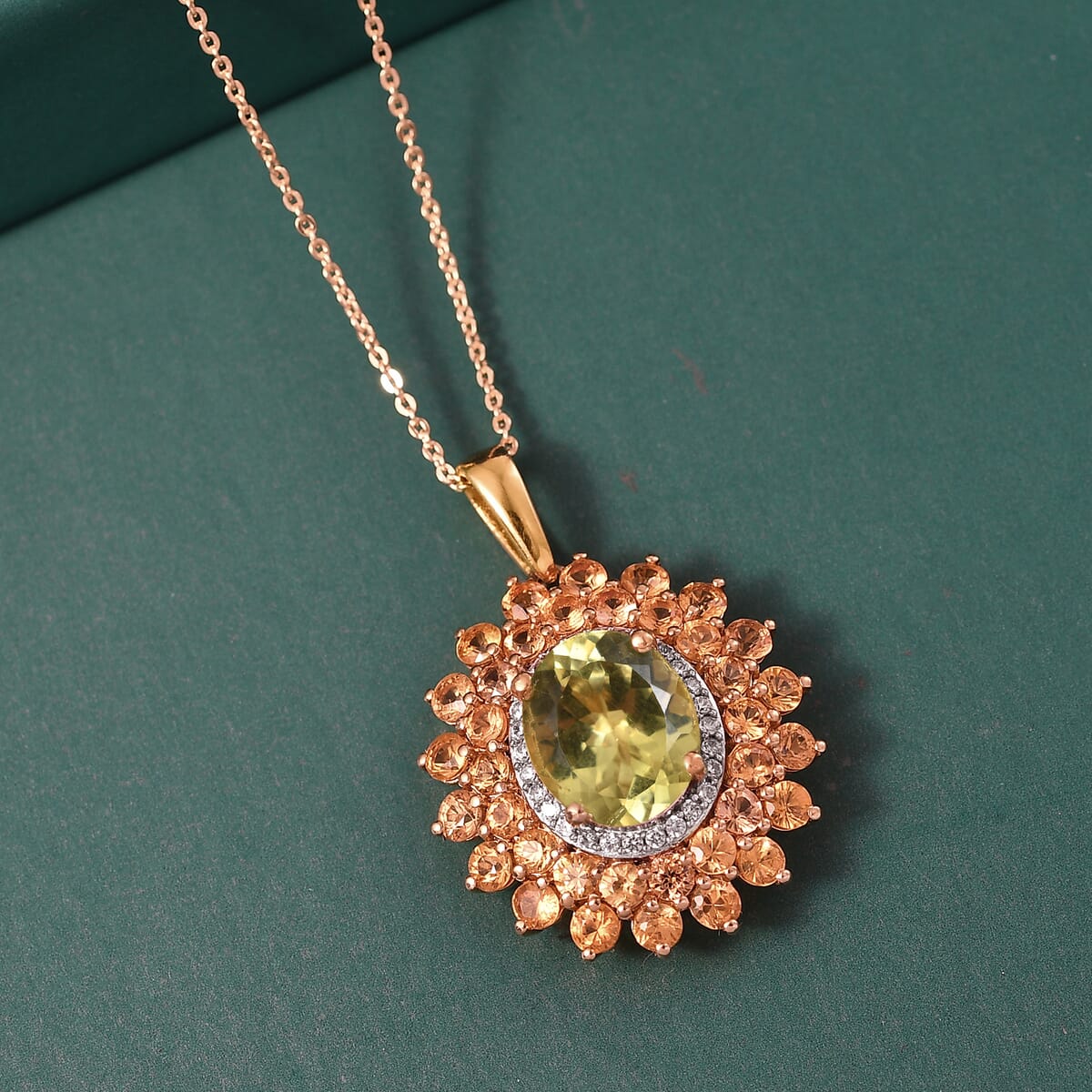 Madagascar Yellow Apatite and Multi Gemstone 7.40 ctw Floral Pendant Necklace in 18K Vermeil Yellow Gold Over Sterling Silver 20 Inches image number 1