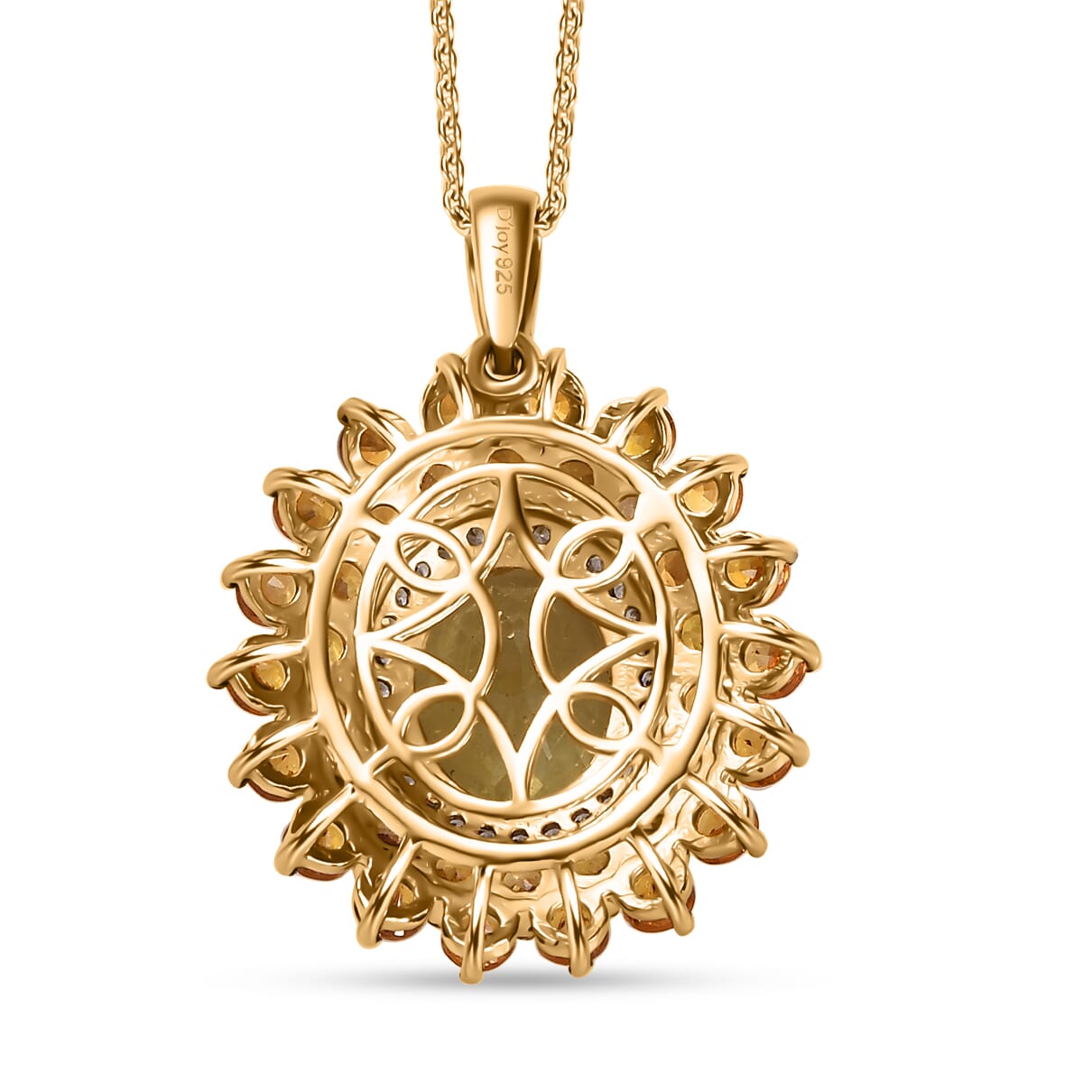 Madagascar Yellow Apatite and Multi Gemstone 7.40 ctw Floral Pendant Necklace in 18K Vermeil Yellow Gold Over Sterling Silver 20 Inches image number 4
