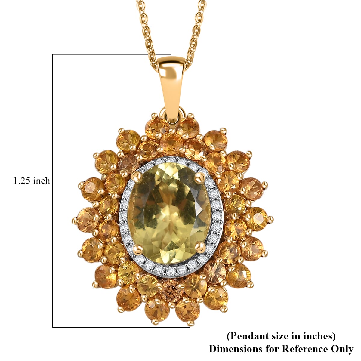 Madagascar Yellow Apatite and Multi Gemstone 7.40 ctw Floral Pendant Necklace in 18K Vermeil Yellow Gold Over Sterling Silver 20 Inches image number 6