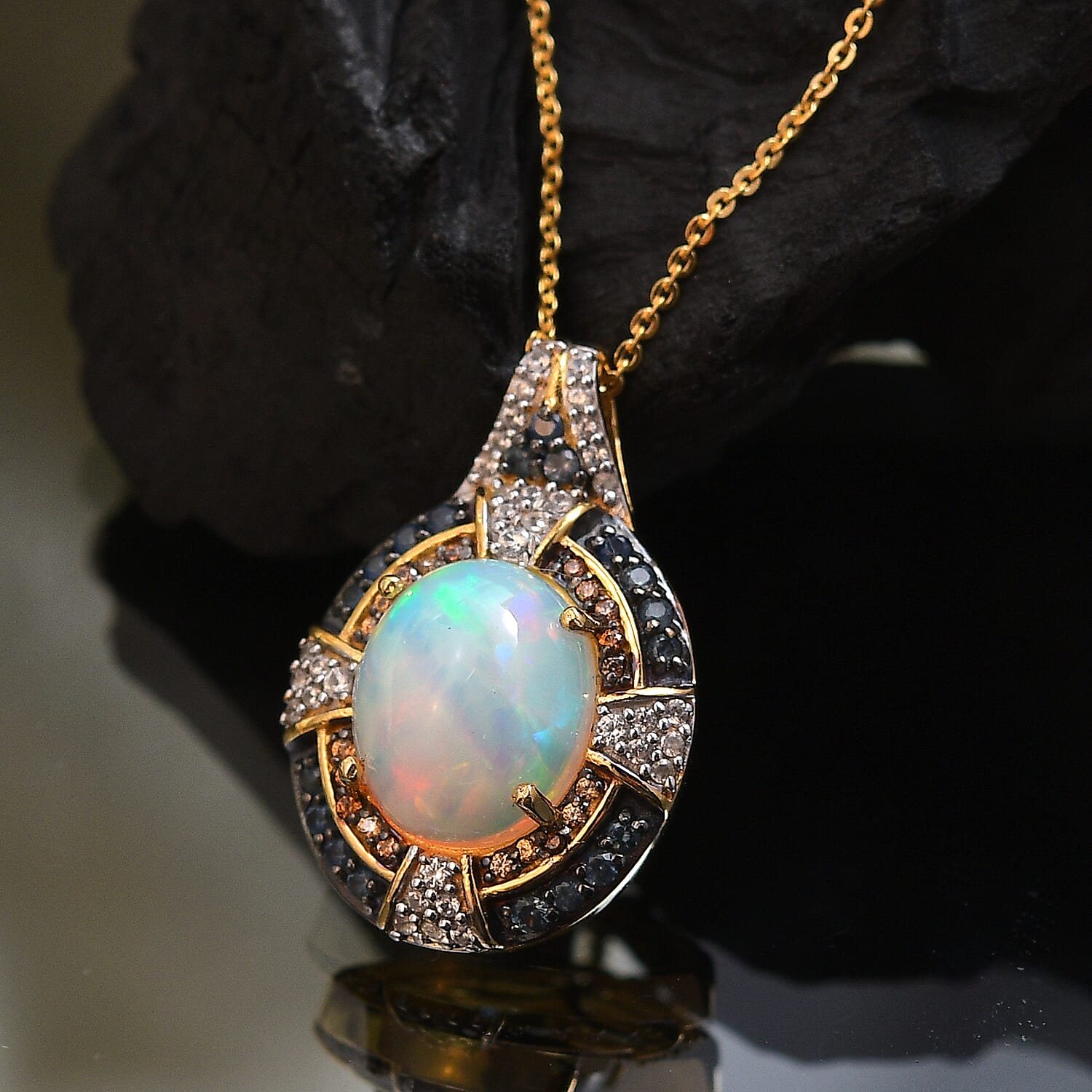 Ethiopian Welo Opal & Ceylon Blue Sapphire