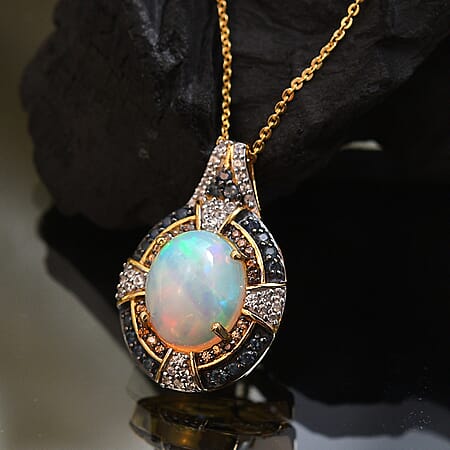 Ethiopian Welo Opal & Ceylon Blue Sapphire - Product card gallery slide 2 (10176662241593)