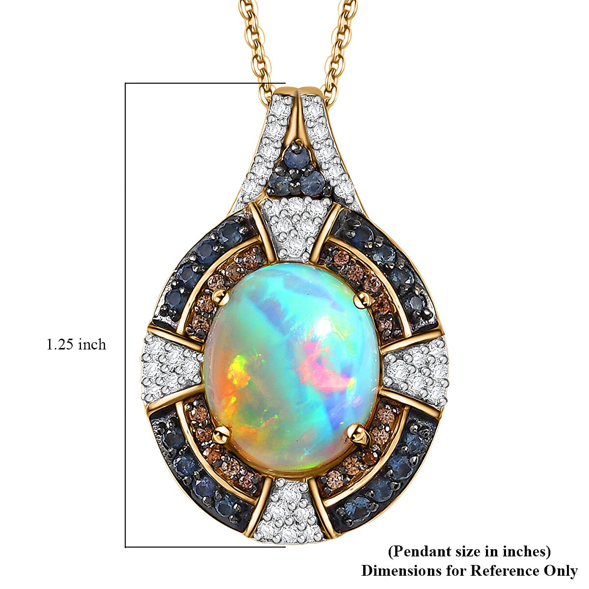 D'Joy Ethiopian Welo Opal and Multi Gemstone 4.70 ctw Pendant Necklace in 18K Vermeil Yellow Gold Over Sterling Silver 20 Inches image number 6