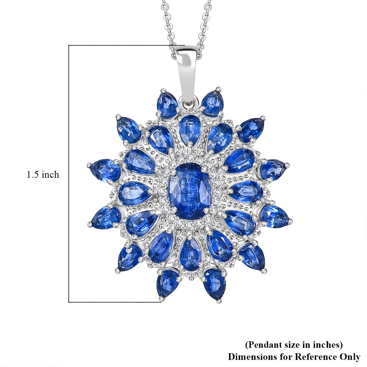 Kashmir Kyanite 8.15 ctw Celestial Bloom Pendant Necklace in Rhodium Over Sterling Silver 20 Inches image number 5