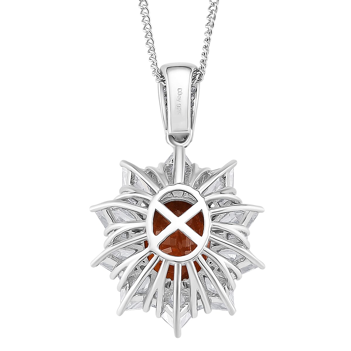 D'Joy Orange Kyanite, Moissanite Pendant Necklace in Rhodium Over Sterling Silver 5.00 ctw (18 Inches) image number 4