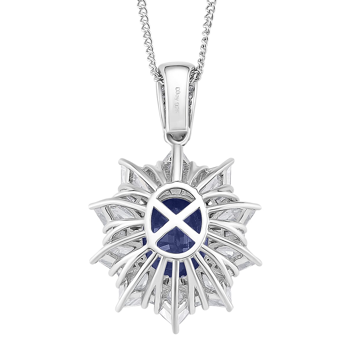 D'Joy Kashmir Kyanite, Moissanite Pendant Necklace in Rhodium Over Sterling Silver 5.60 ctw (18 Inches) image number 4