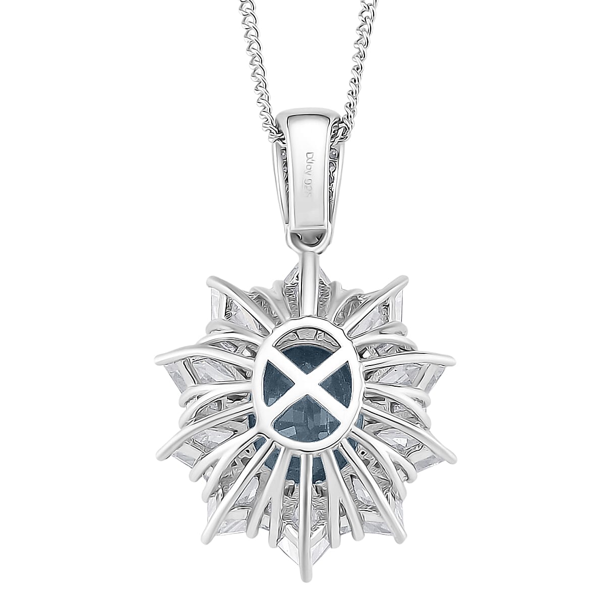 D'Joy Indigo Kyanite, Moissanite Pendant Necklace in Rhodium Over Sterling Silver 5.50 ctw (18 Inches) image number 4