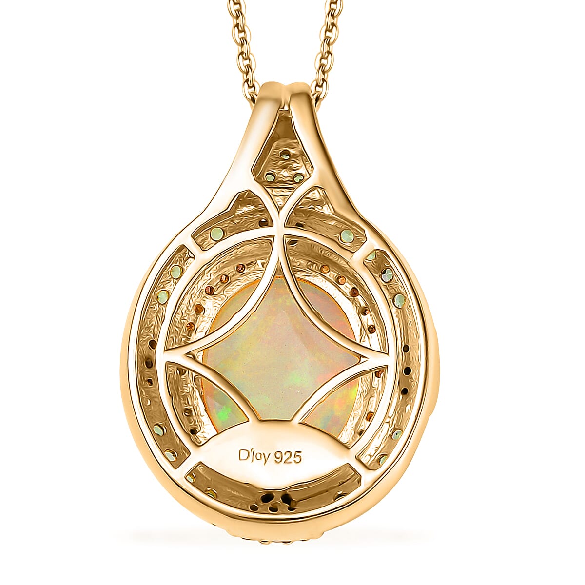 D'Joy Ethiopian Welo Opal and Multi Gemstone 4.70 ctw Pendant Necklace in 18K Vermeil Yellow Gold Over Sterling Silver 20 Inches image number 4