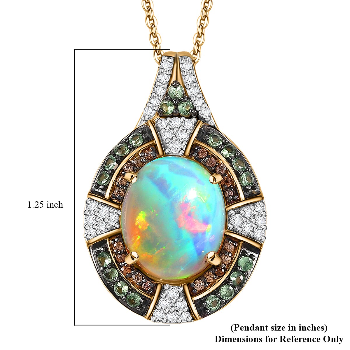 D'Joy Ethiopian Welo Opal and Multi Gemstone 4.70 ctw Pendant Necklace in 18K Vermeil Yellow Gold Over Sterling Silver 20 Inches image number 6