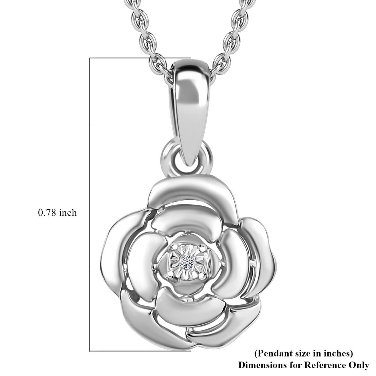 Luxuriant Lab Grown Diamond VS Accent Floral Pendant in Sterling Silver with Stainless Steel Necklace 20 Inches image number 6
