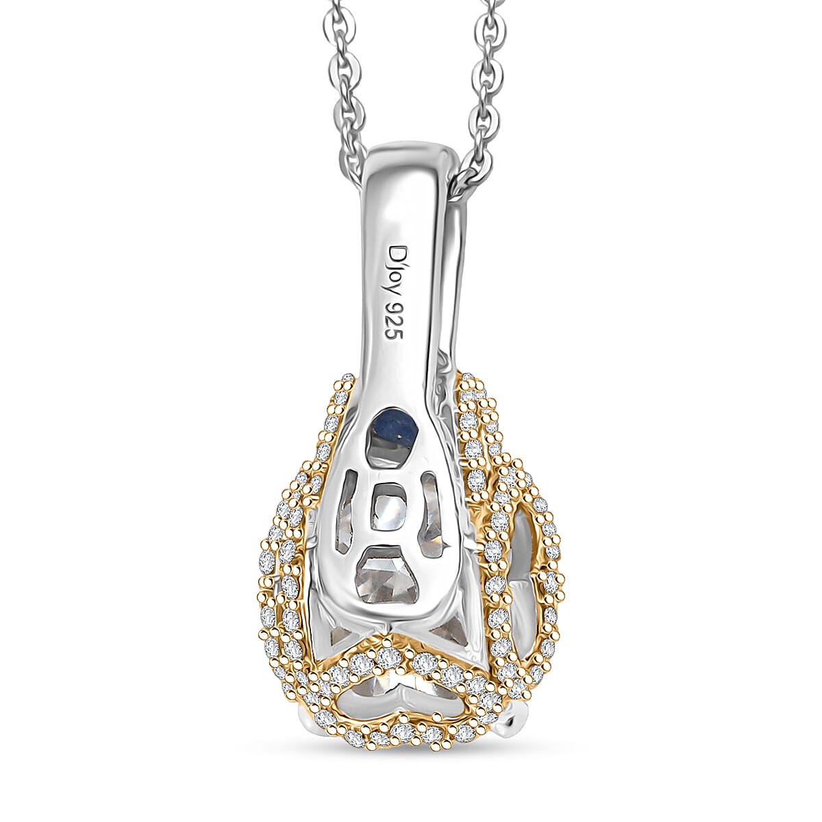 D'Joy Heart and Arrow Cut Moissanite and Masoala Sapphire (D) 4.70 ctw Pendant Necklace in 18K Vermeil YG and Rhodium Over Sterling Silver 20 Inches image number 4