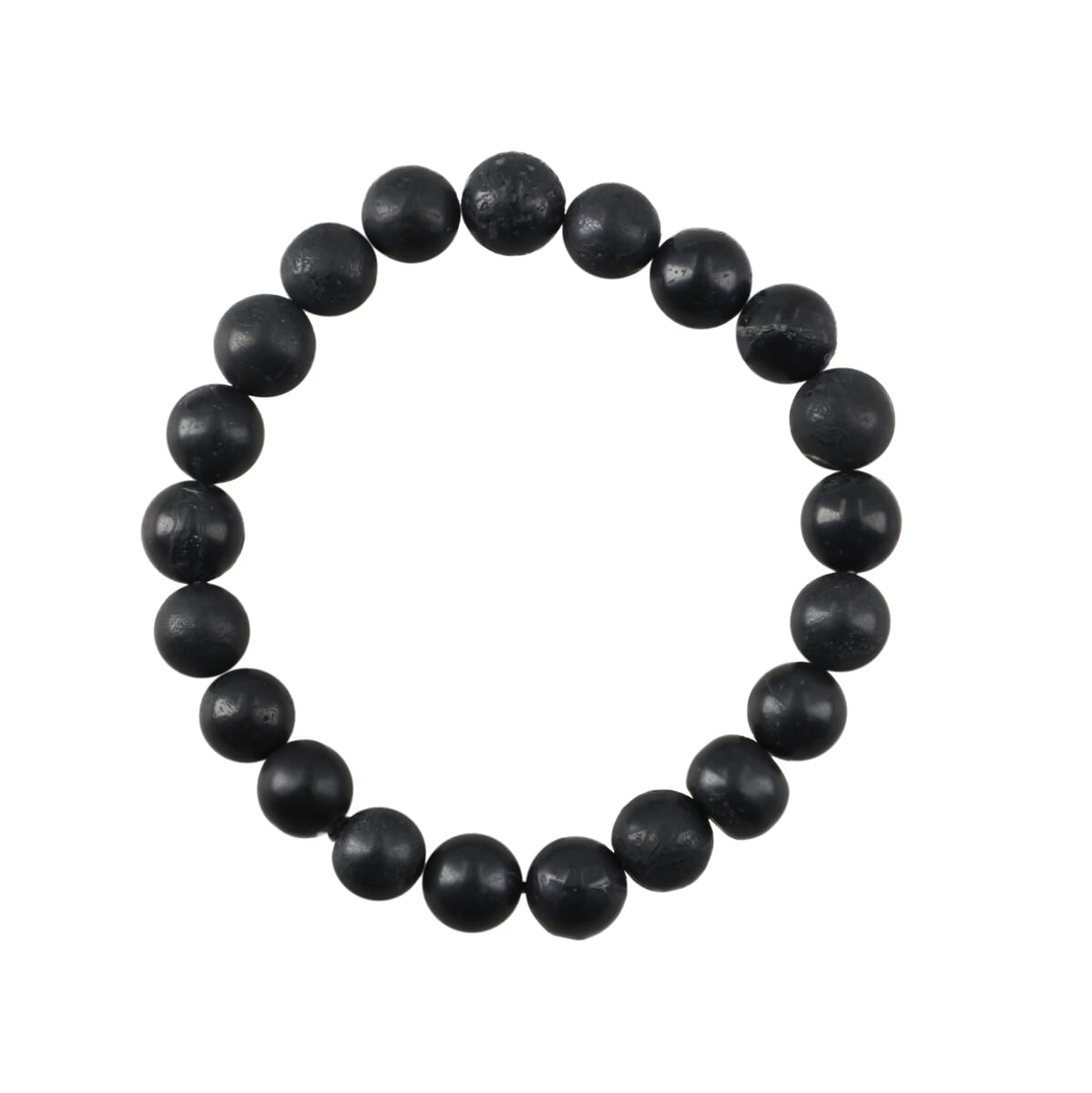 Shungite Beaded Stretch Bracelet and Palm Stone image number 1