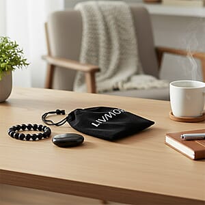 Shungite Beaded Stretch Bracelet and Palm Stone