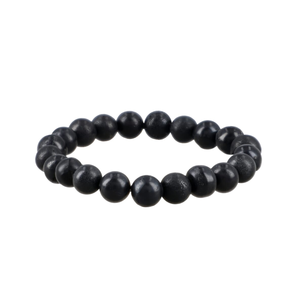 Shungite Beaded Stretch Bracelet and Palm Stone image number 2