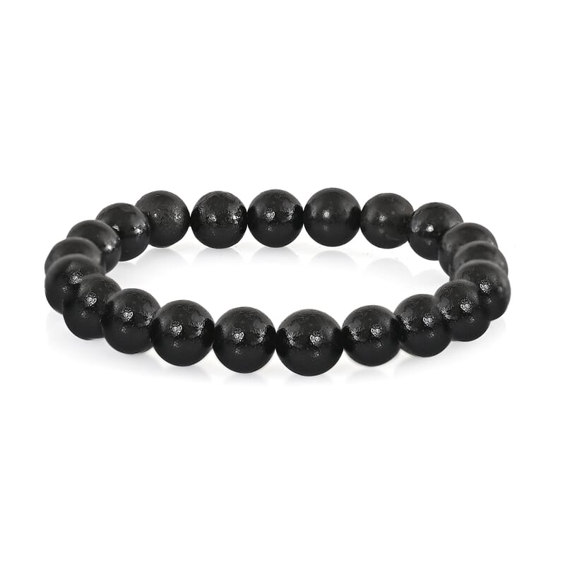 Shungite Beaded Stretch Bracelet and Palm Stone