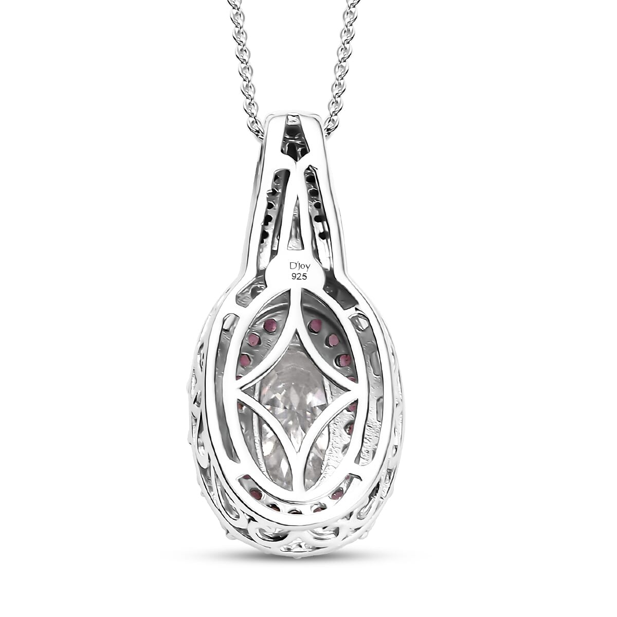 Moissanite (Oct 12x6mm), Tsavorite Garnet Pendant Necklace (20 Inches) in Rhodium Over Sterling Silver 4.40 ctw image number 4