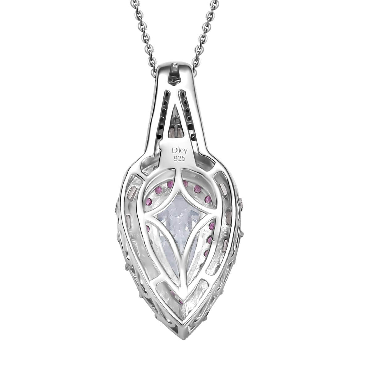 Moissanite and Madagascar Pink Sapphire 3.40 ctw Pendant Necklace in 18K Vermil RG and Rhodium Over Sterling Silver 20 Inches image number 4