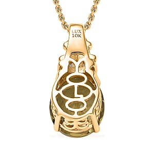 Luxoro Premium Madagascar Yellow Apatite and Diamond G-H I2 5.50 ctw Pendant Necklace in 10K Yellow Gold 20 Inches