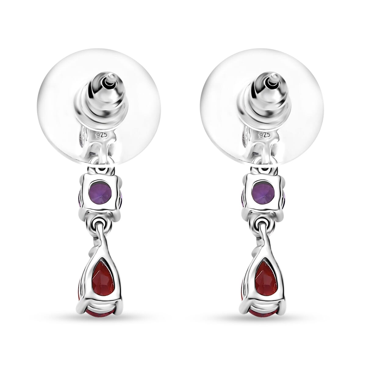 2 Piece Set - Lab Created Multi Sapphire 3.80 ctw Earrings and Ring (Size 8) in Rhodium Over Sterling Silver image number 7