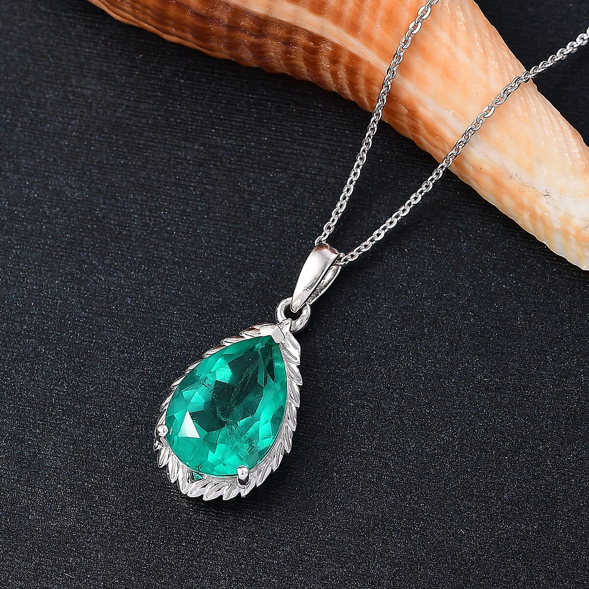 D'Joy Emeraldine Quartz (Triplet) 6.00 ctw Pendant Necklace in Rhodium Over Sterling Silver 20 Inches  image number 2