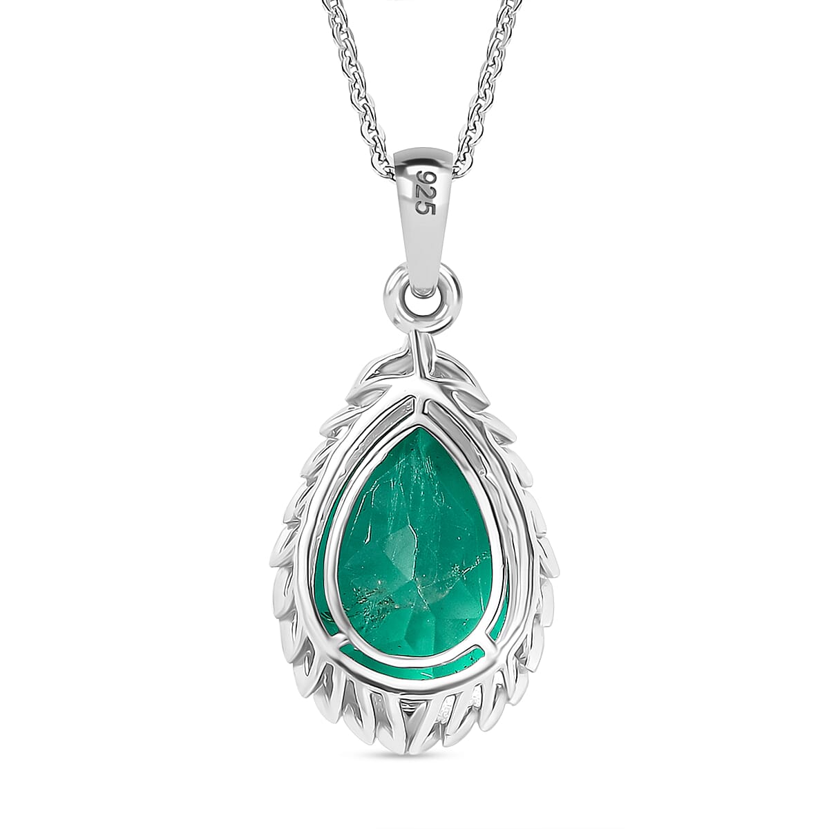 D'Joy Emeraldine Quartz (Triplet) 6.00 ctw Pendant Necklace in Rhodium Over Sterling Silver 20 Inches  image number 4